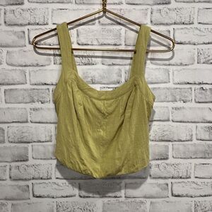 Free People Cropped Tank Top| Lime Smocked Back| Size Small